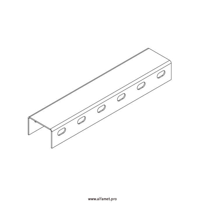 Профиль монтажный U-образный с боковой перфорацией 60х40х3000 (2 мм)